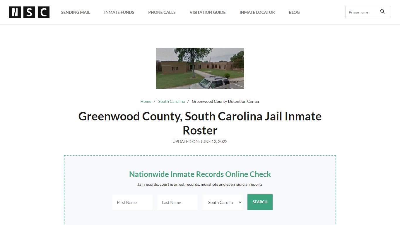 Greenwood County, South Carolina Jail Inmate List